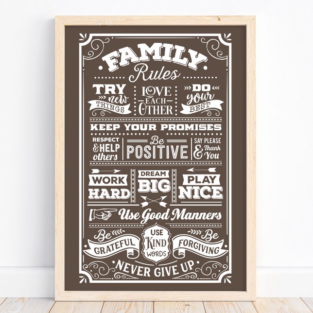 Family Rules Fun House Rules Typography Poster (Creator Uploaded)