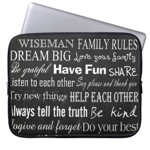 Family Rules Last Name Personalize 15" Laptop Case