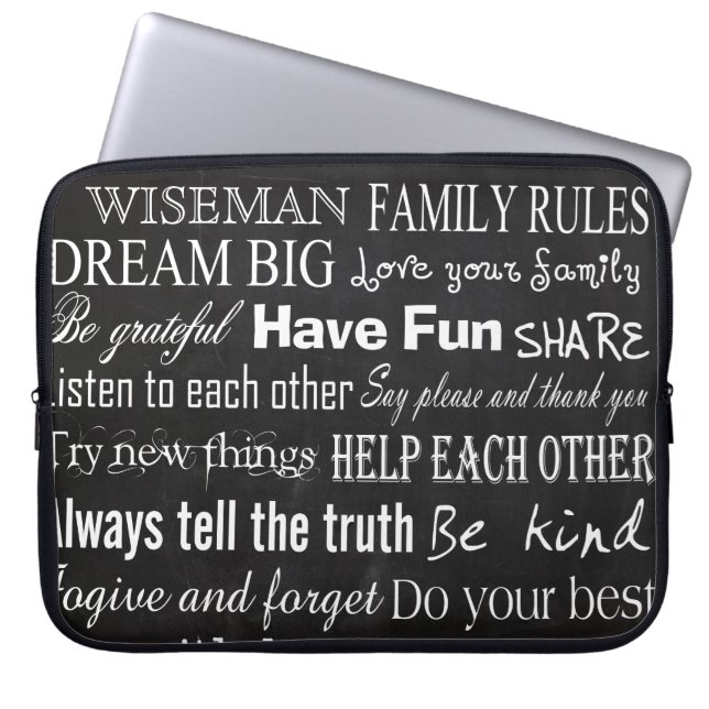 Family Rules Last Name Personalize 15" Laptop Case (Front)