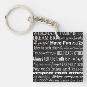 Family Rules Last Name Personalized Cust Key Chain