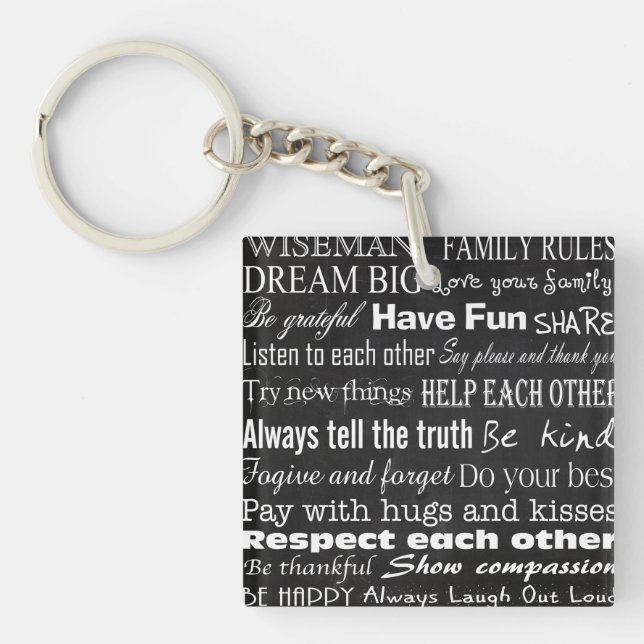 Family Rules Last Name Personalized Cust Key Chain (Front)