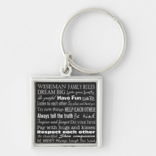 Family Rules Last Name Personalized Cust Key Chain