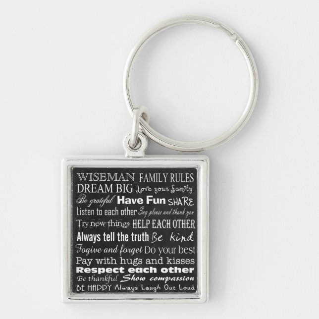 Family Rules Last Name Personalized Cust Key Chain (Front)