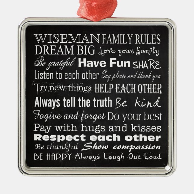 Family Rules Last Name Personalized Custo Ornament (Front)