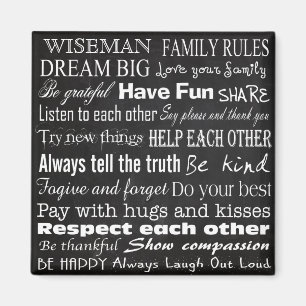 Family Rules Last Name Personalized Custom Magnet