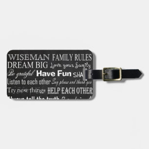 Family Rules Last Name Personalized Luggage Tag