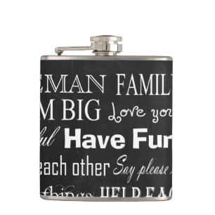 Family Rules Last Name Personalized Whiskey Flask