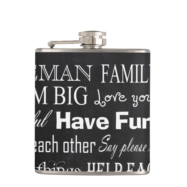 Family Rules Last Name Personalized Whiskey Flask (Front)