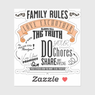 FAMILY RULES SQUARE STICKER