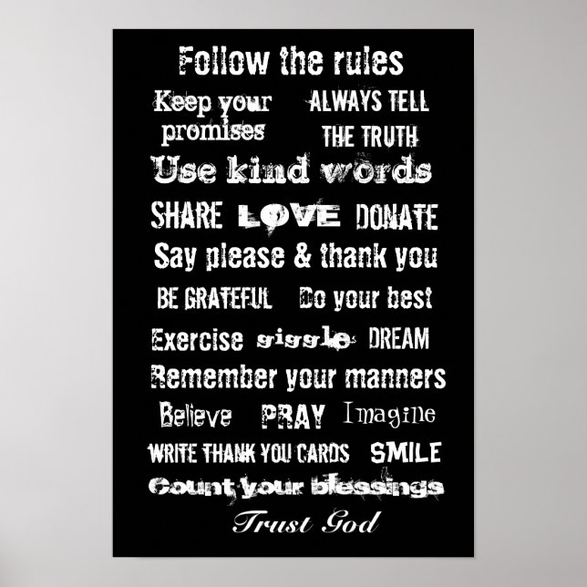 Family rules wall hanging poster (Front)