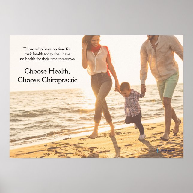 Family Running Along Beach Chiropractic Poster (Front)