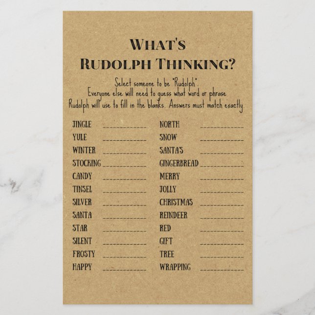 Family Rustic Christmas Party Game PRINTED (Front)
