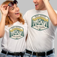 Family RV Road Trip Green and Yellow Camper Logo