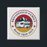 Family RV Road Trip Matching Custom Keepsake 2 Inch Square Button<br><div class="desc">Going on a family road trip? Customize these RV retro road trip keepsake for the whole family by adding your family name or custom text, and year of the adventure. I hope it’s not just about the cool design that caught your eye but the fact you’ll never find it in...</div>