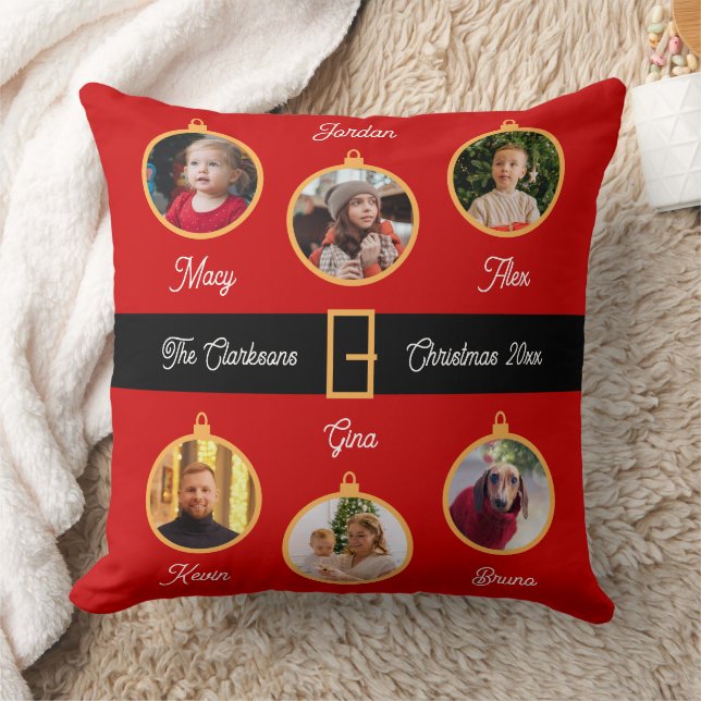 Family Santa Belt Custom Christmas Holiday Throw Pillow (Blanket)