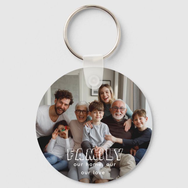Family Script Collage Chic  Keychain (Front)