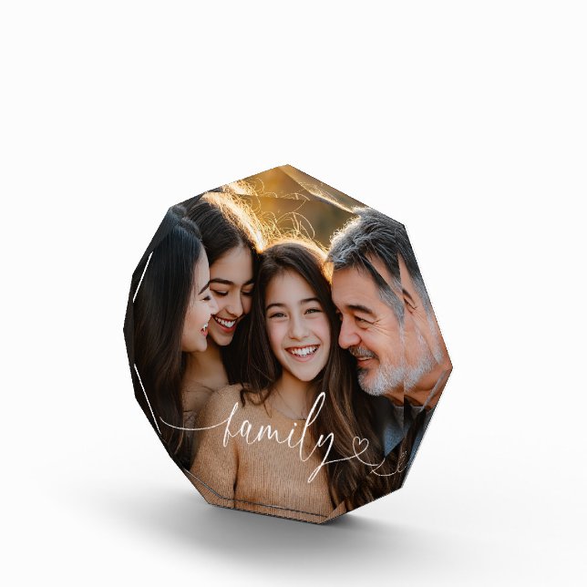 Family Script Heart Octagon Photo Block (Right)