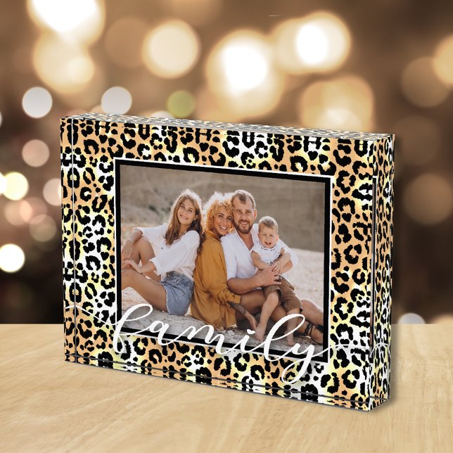 FAMILY Script Overlay Leopard Animal Pattern Photo Block (Creator Uploaded)