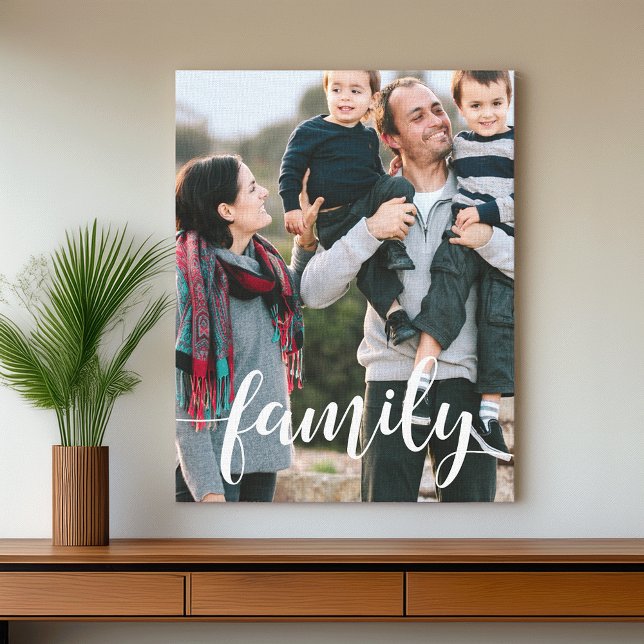 Family Script Overlay Photo Canvas Print (Creator Uploaded)