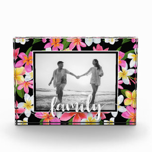 FAMILY Script Overlay Tropical Floral Photo Block