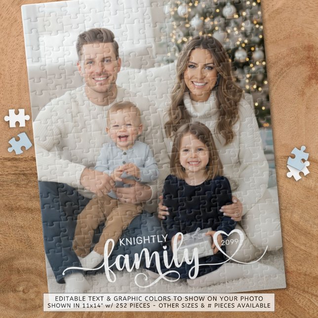Family Script Photo Heart Name Custom Jigsaw Puzzle (Creator Uploaded)