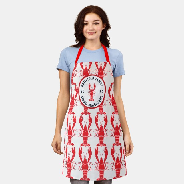 Family Seafood Boil Annual Reunion Custom Apron (Worn)