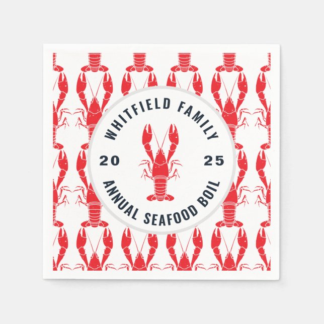 Family Seafood Boil Personalized Lobster Paper Napkin (Front)