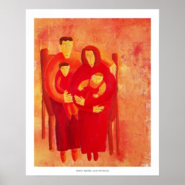 Family Seated Contemporary Portrait Art Print (Front)