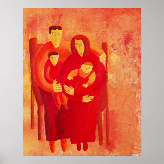 Family Seated Modern Portrait Painting Art Print (Front)