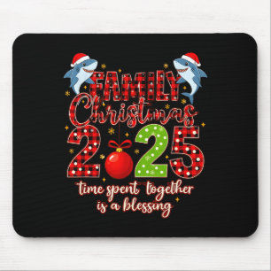 Family Shark Christmas 2025 Santa Merry Time Spent Mouse Pad