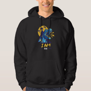 Family Siblings Dinosaur Birthday I Am Five 5 Brot Hoodie