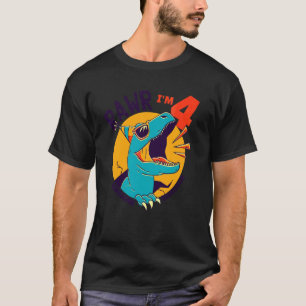 Family Siblings Dinosaur Birthday I Am Four 4 Brot T-Shirt