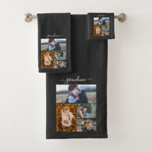 Family Simple Collage Modern Love Grandma Mom Bath Towel Set