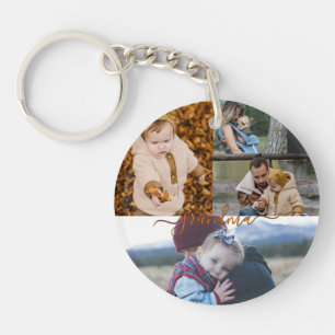 Family Simple Collage Modern Love Grandma Mom Keychain