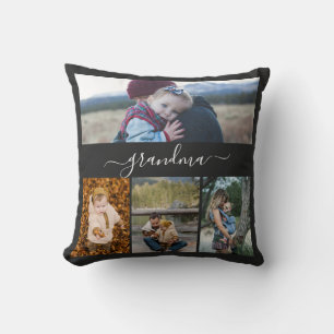 Family Simple Collage Modern Love Grandma Mom Throw Pillow
