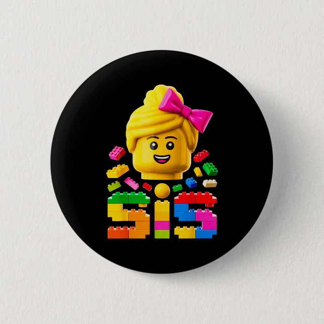 Family sister master builder building bricks 2 inch round button (Front)