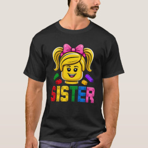 Family Sister Master Builder Building Bricks Block T-Shirt