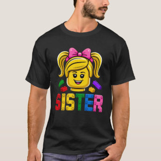 Family Sister Master Builder Building Bricks Block T-Shirt