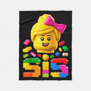 Family sister master builder building bricks fleece blanket