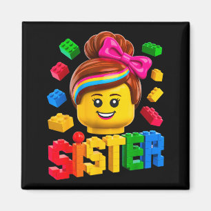 Family sister master builder building bricks magnet
