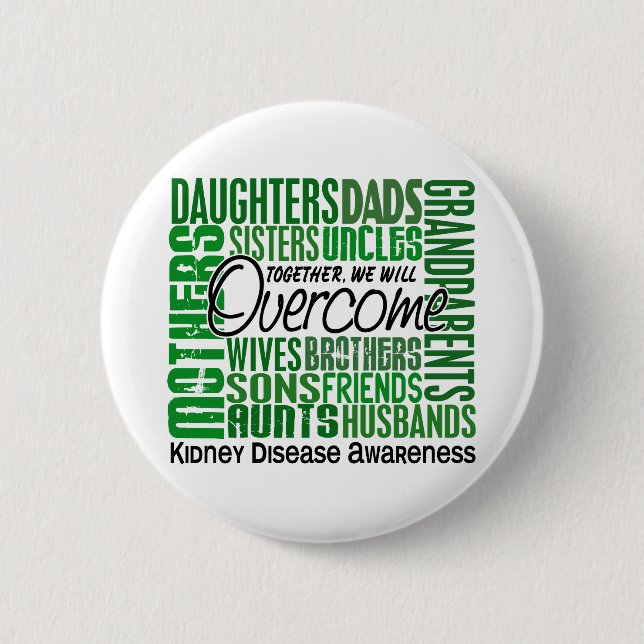 Family Square Kidney Disease 2 Inch Round Button (Front)