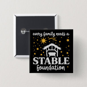Family Stable Foundation Christian Jesus Christmas 2 Inch Square Button