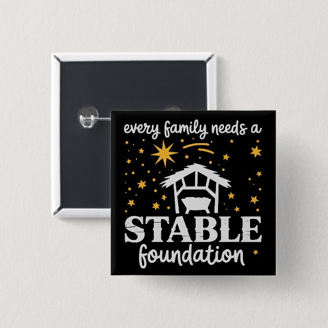 Family Stable Foundation Christian Jesus Christmas 2 Inch Square Button (Front & Back)