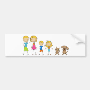 Family Stick Figures Bumper Stickers