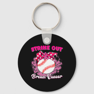 Family Strike Out Breast Cancer Awareness Baseball Keychain
