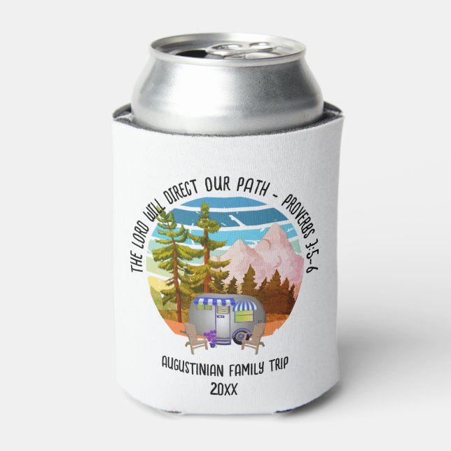 Family Summer Camping Christian Van Life Can Cooler (Can Front)