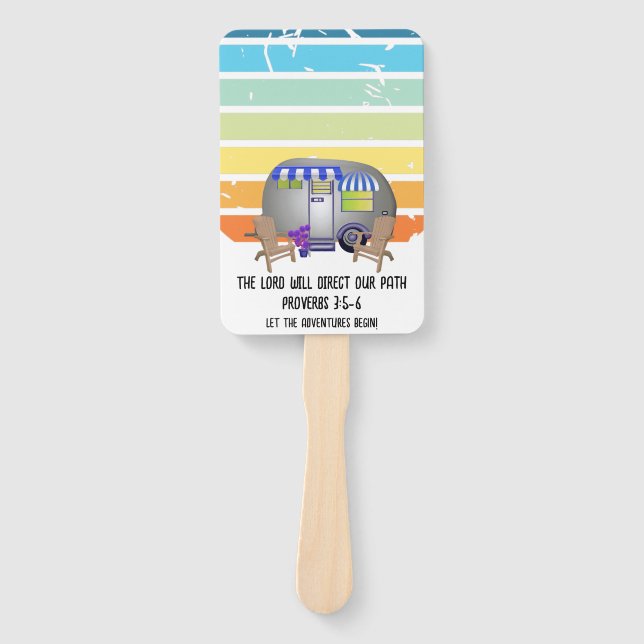 Family Summer Camping Christian Van Life Hand Fan (Front)