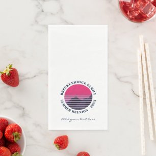 Family Summer Party Retro Sunset Mountains Napkin