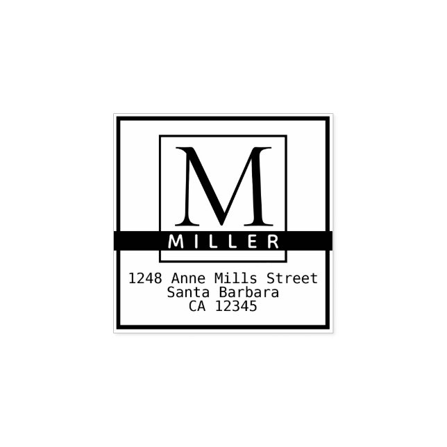 family surname monogram return address rubber stamp (Imprint)