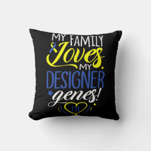 Family T21 World Down Syndrome Awareness Day Kids  Throw Pillow